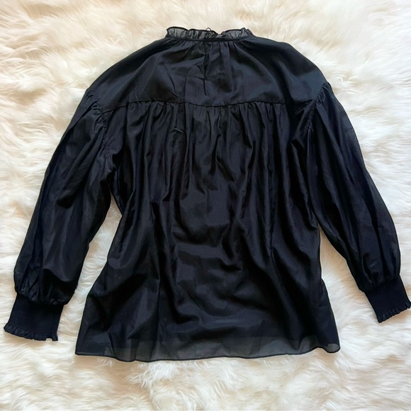 New! ALICE + OLIVIA Julius Voluminous Oversized Silk Blend Peasant Blouse - Picture 13 of 14